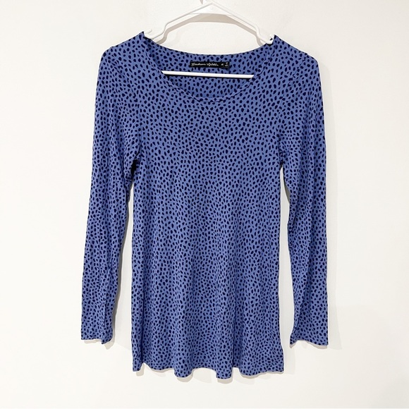 Gudrun Sjoden Abstract Dot Blue/Violet 100% Modal Printed Long Sleeve Top XS - Picture 1 of 6